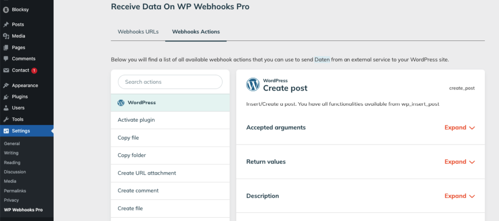 WP Webhook Recieve Data