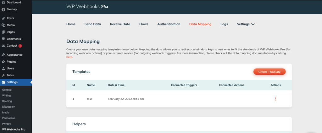 WP Webhooks Data Mapping