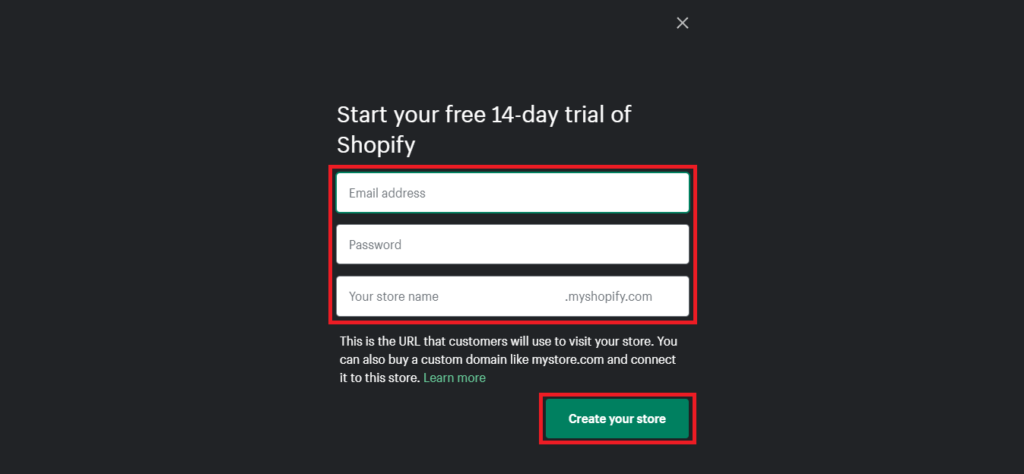 Create Your Shopify Store by Starting a Trial