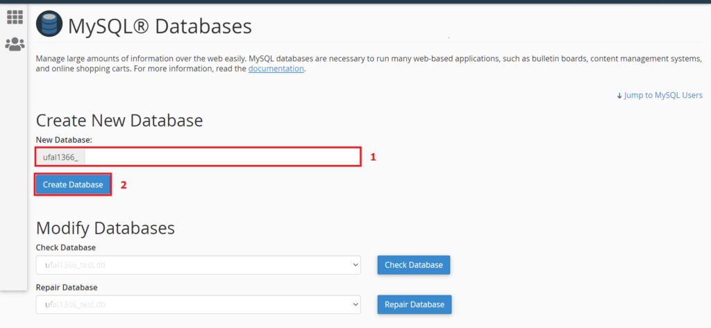 Create a New Database with MySQL Databases of cPanel