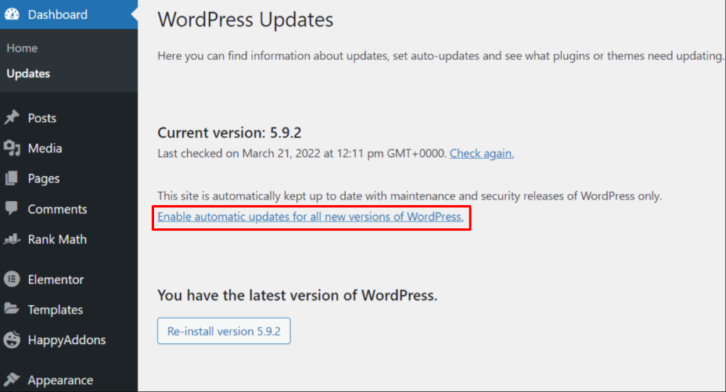 Update WordPress Automatically 