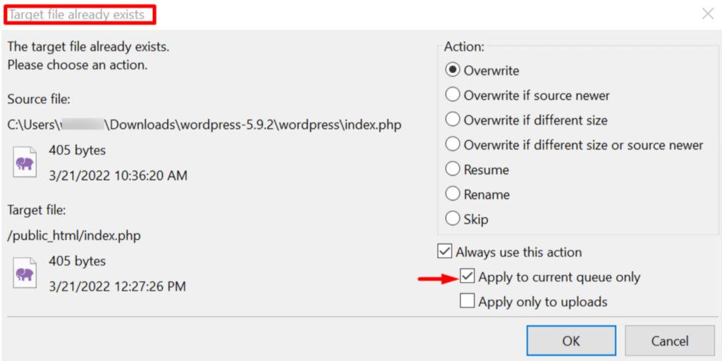 Give permissions to overwrite