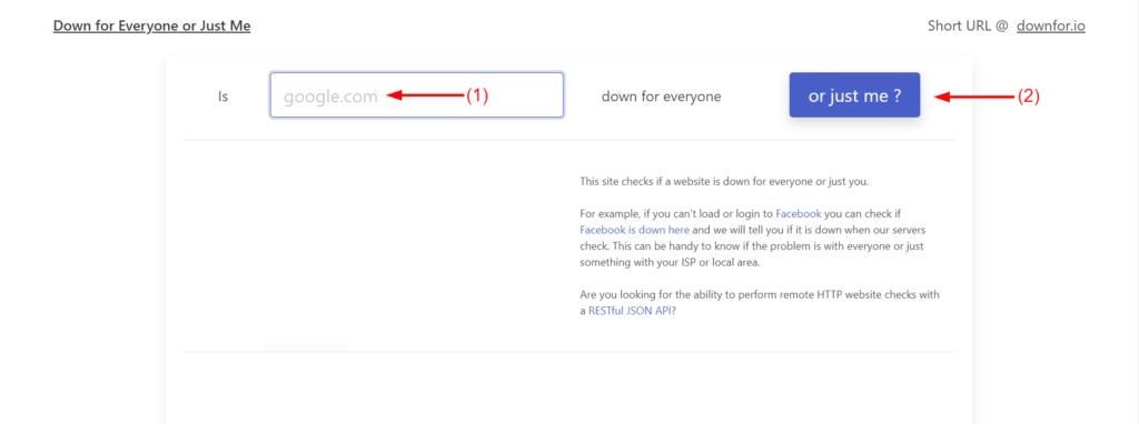Check your website status with downforeveryoneorjustme