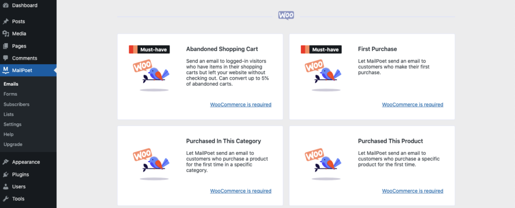 MailPoet WooCommerce Options