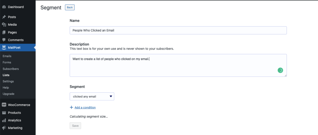 MailPoet List Segmentation