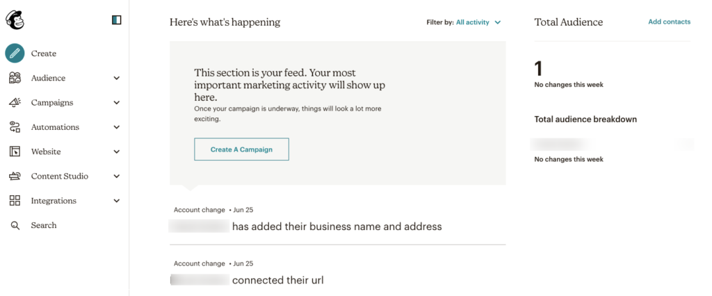 MailChimp Dashboard