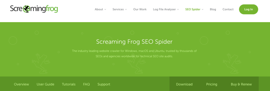 Screaming frog SEO spider 