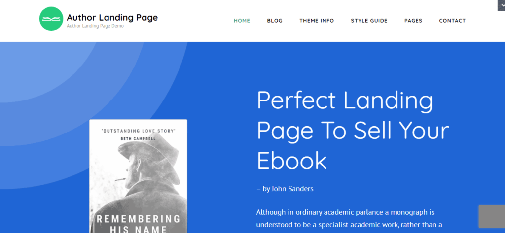 Author Landing Page WordPress Theme