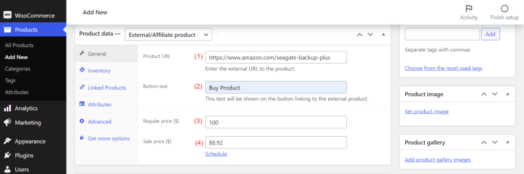 Paste product link in WooCommerce