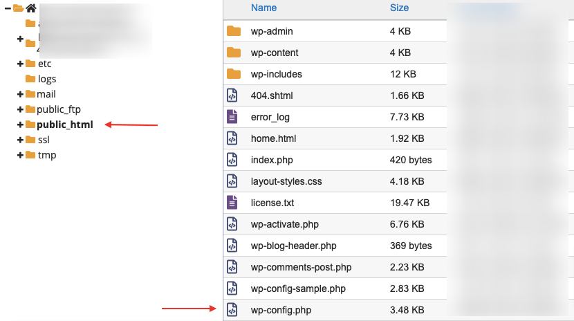 find wp-config.php file from the cPanel
