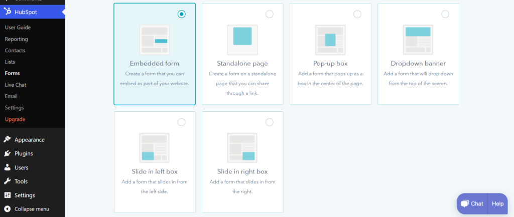 Hubspot form type