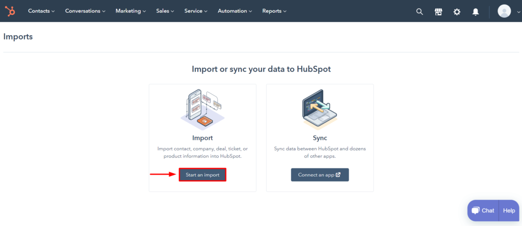 Hubspot contact import