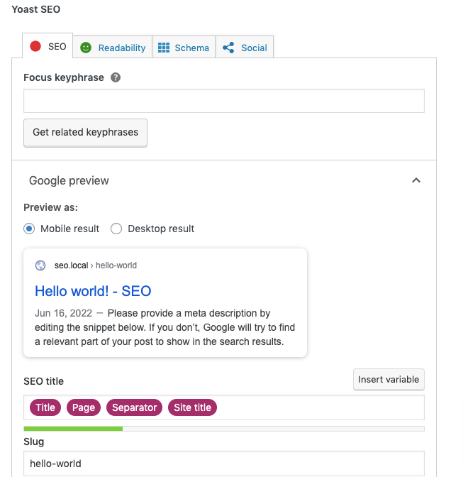 Yoast Content Analysis