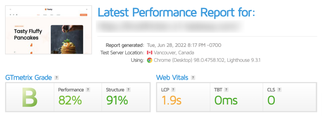 After Using Powered Cache Performance Test using GTMetrix