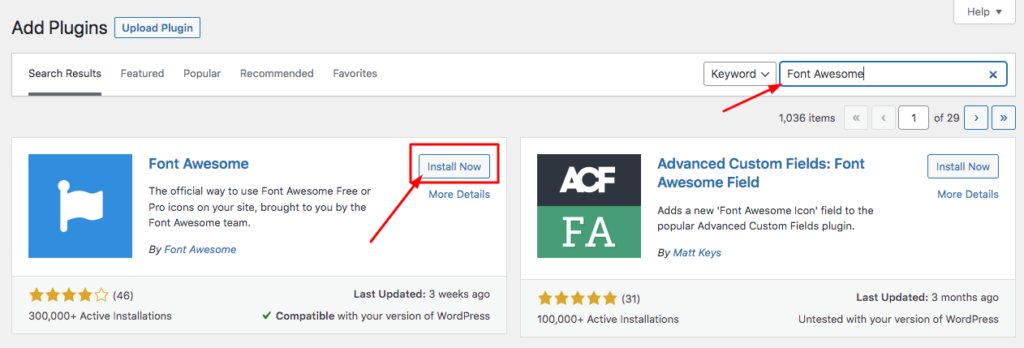 Installing Font Awesome Plugin