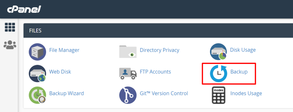 Backup option of the cPanel