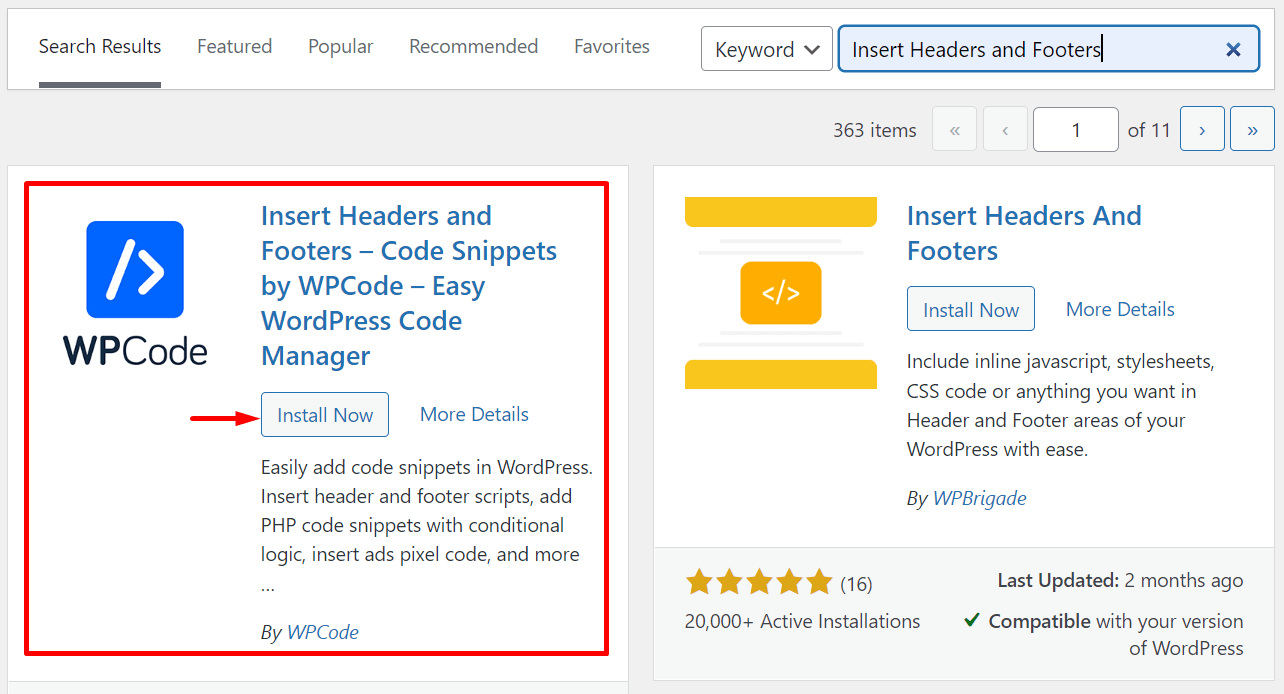 Insert Headers and Footers by WP Code