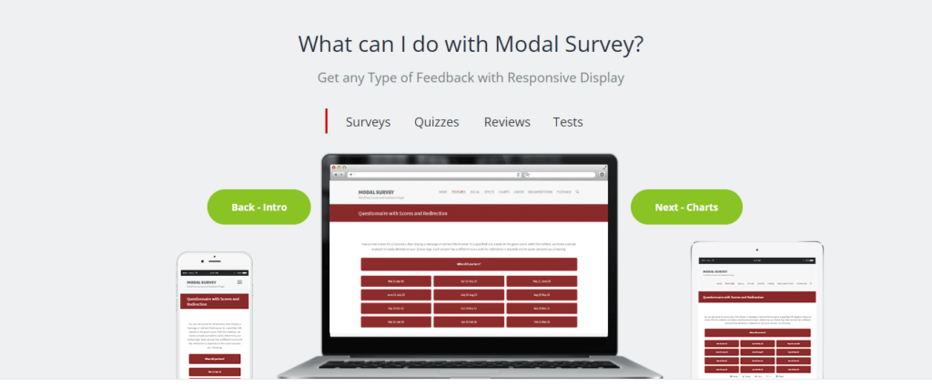 Screenshot of Modal Survey plugin on Envato Market