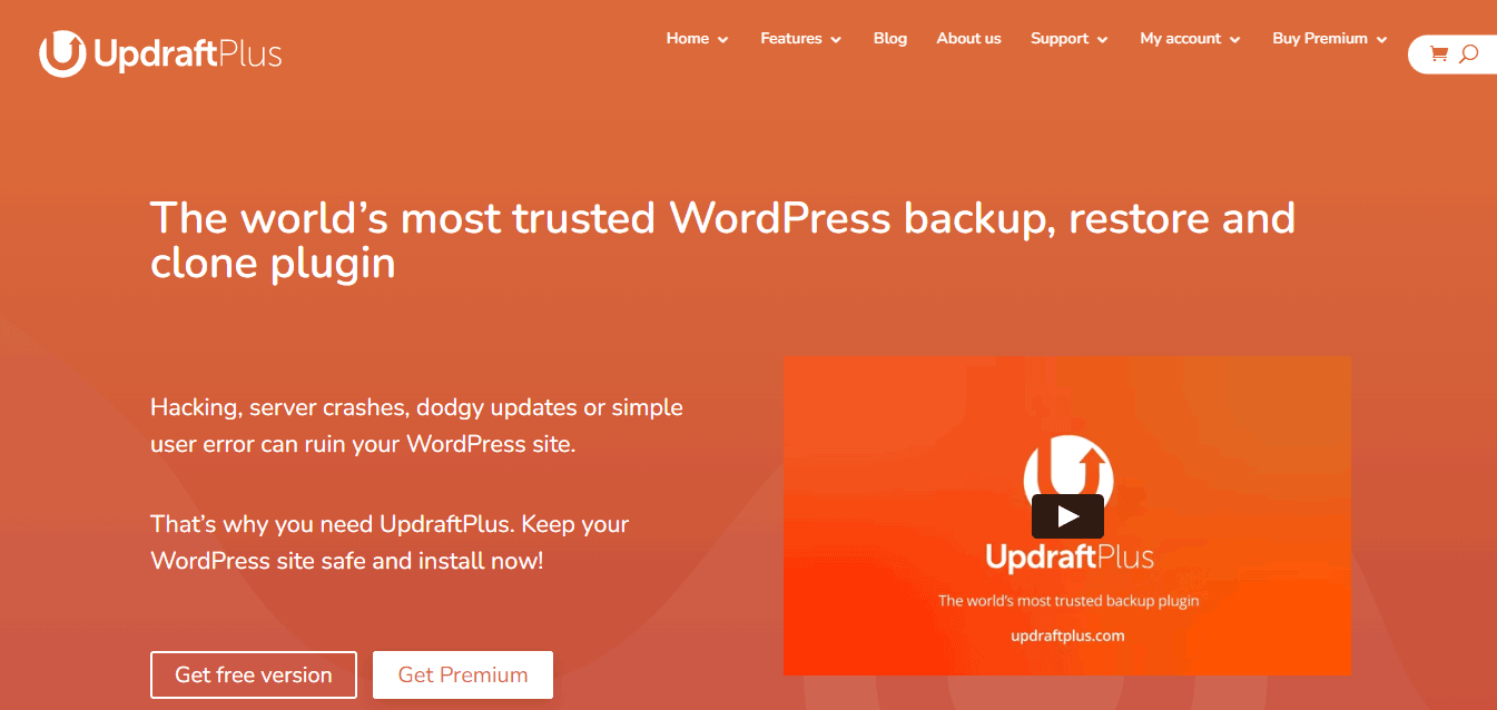 Homepage of UpdraftPlus Plugin