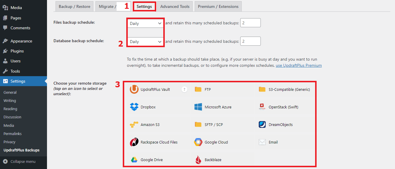 Method of Remote Storage Setup on UpdraftPlus Plugin