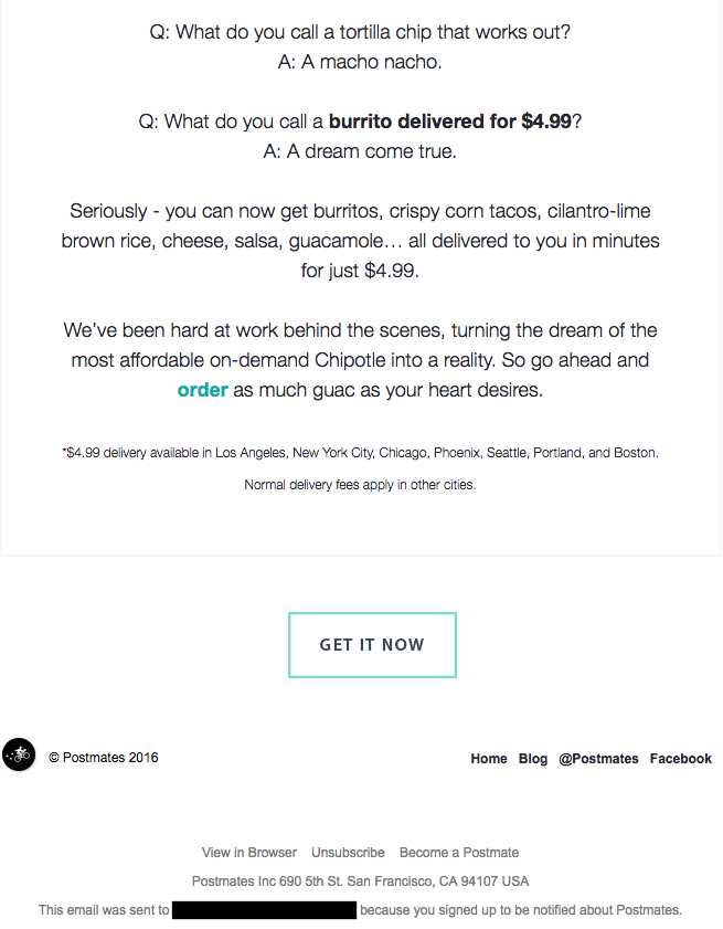 Postmate Email Example