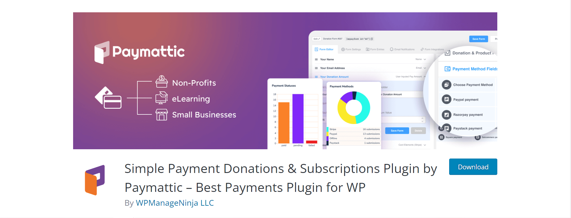 WP PayForm by Paymattic- best payment plugins for WordPress 