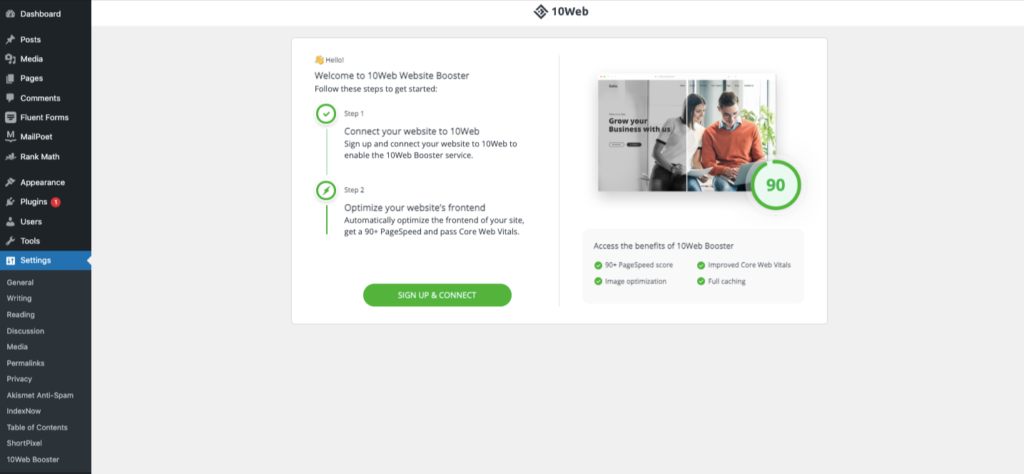 Connecting 10Web Booster with Its Dashboard