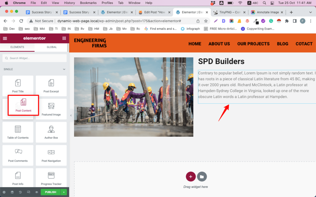 Drag and Drop Post Content Widget on Your Elementor Canvas