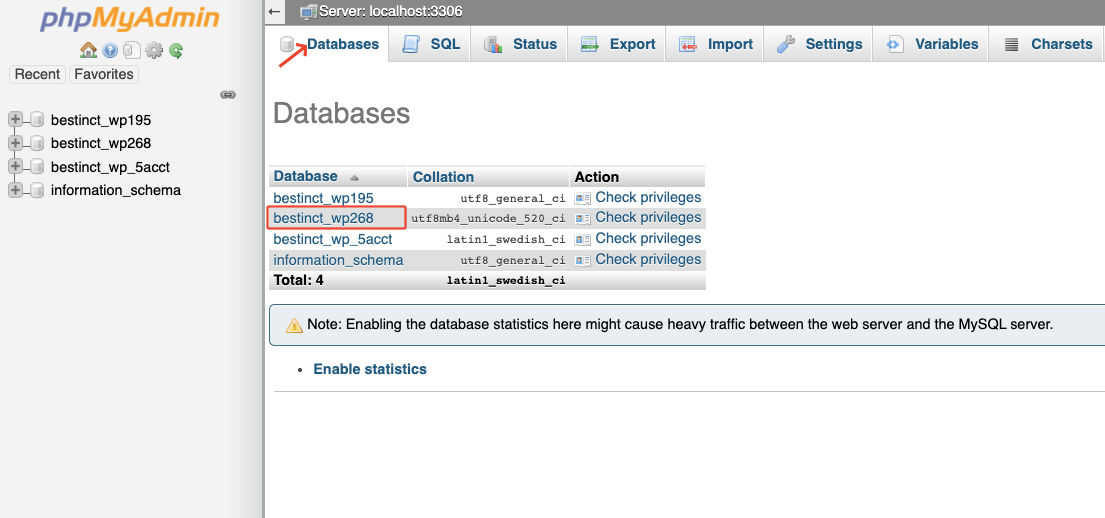 Create a backup of your database