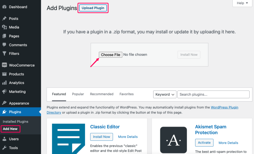 Upload a plugin manually to WordPress