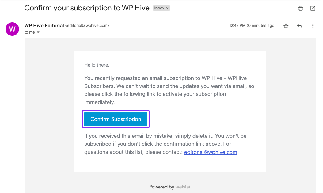 Hive double opt in email