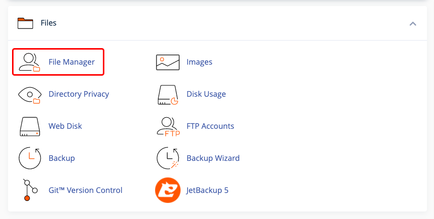 File Manager of the cPanel