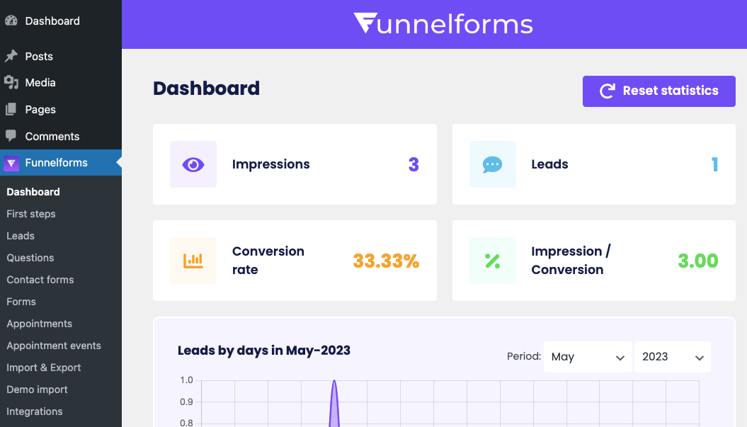 Funnelforms Dashboard 