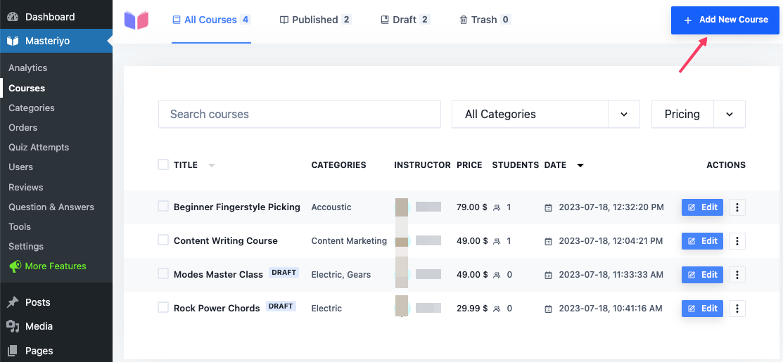 Masteriyo courses