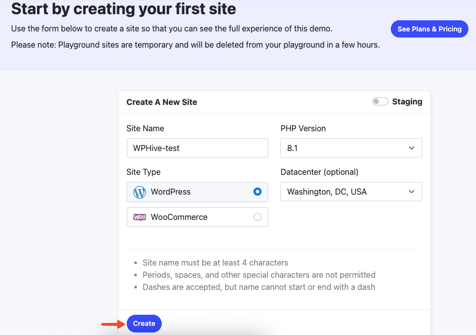Create a demo website