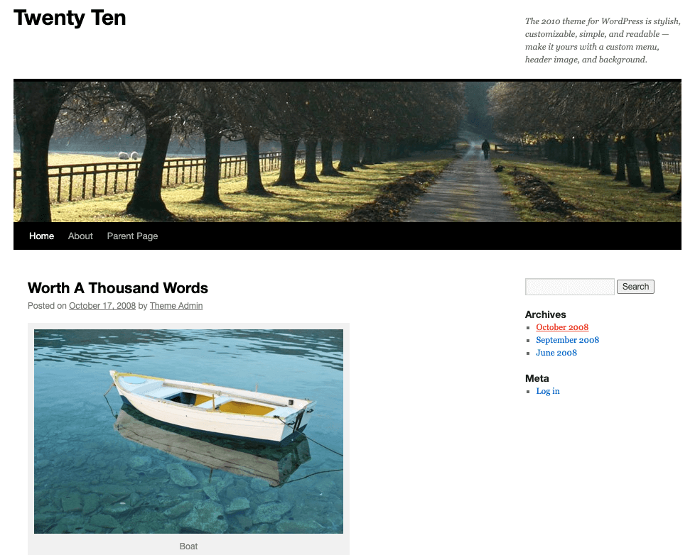Twenty Ten (Default in WordPress 3.0)