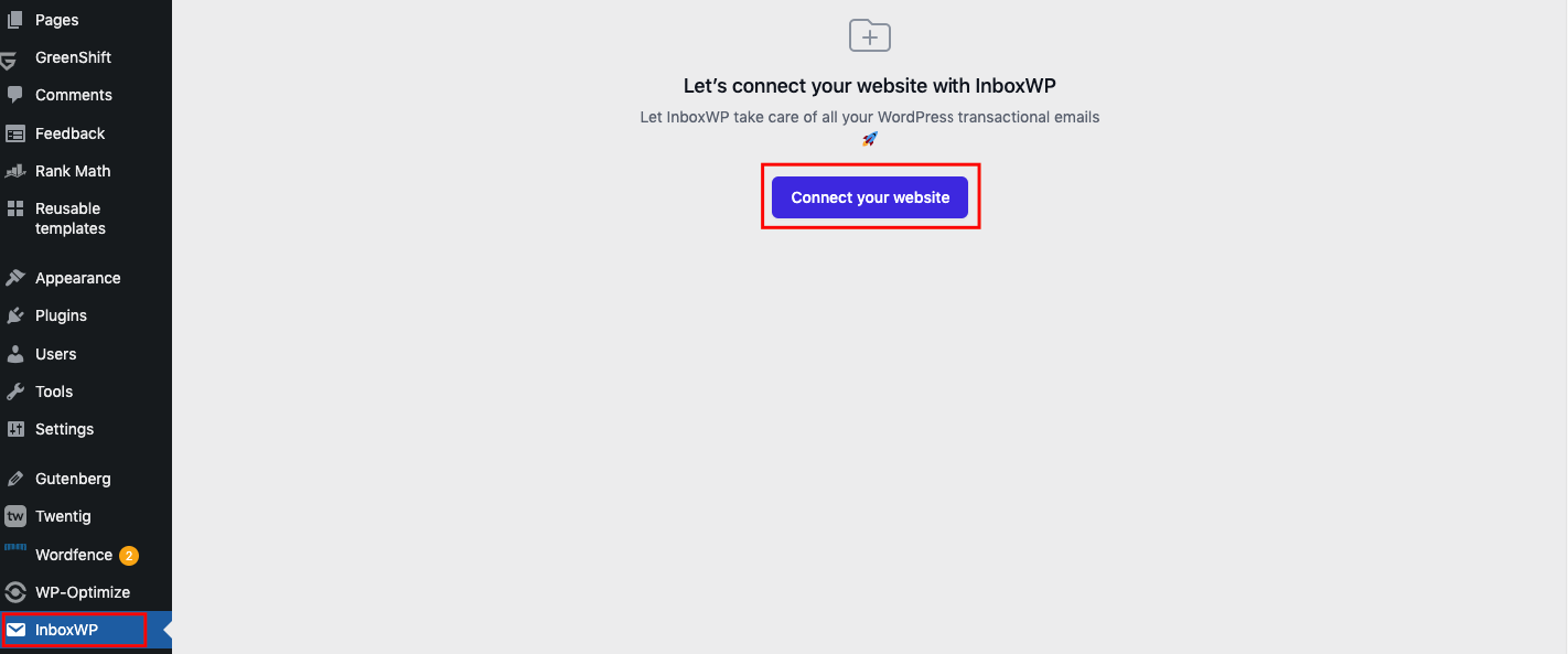 Step 02: Connect the InboxWP plugin to your site