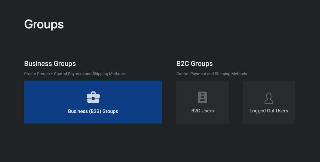 Create groups to control payment and shipping