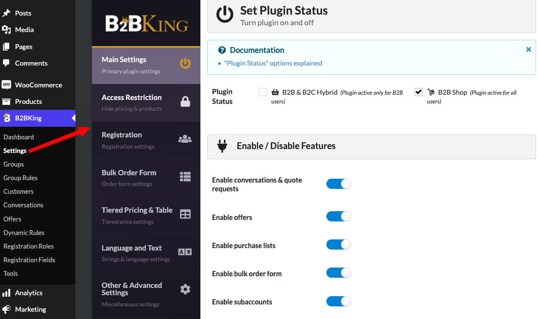 Configure general B2BKing settings