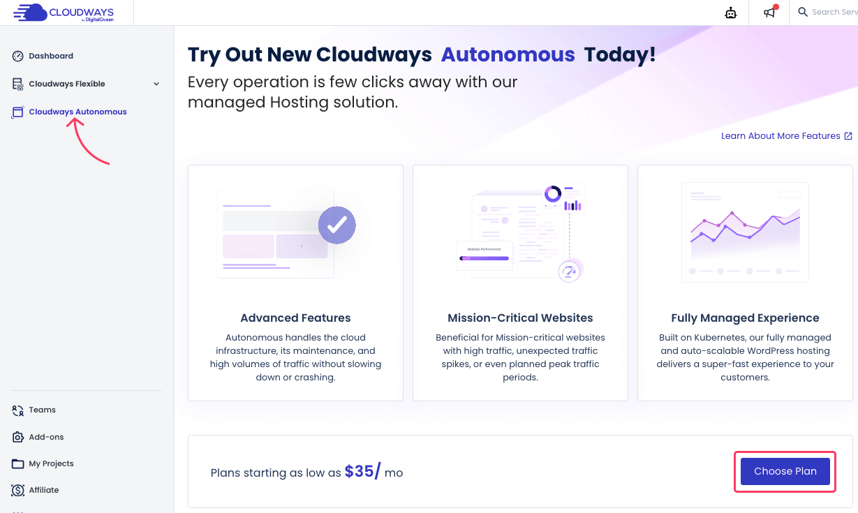 How to get started with Cloudways Autonomous
