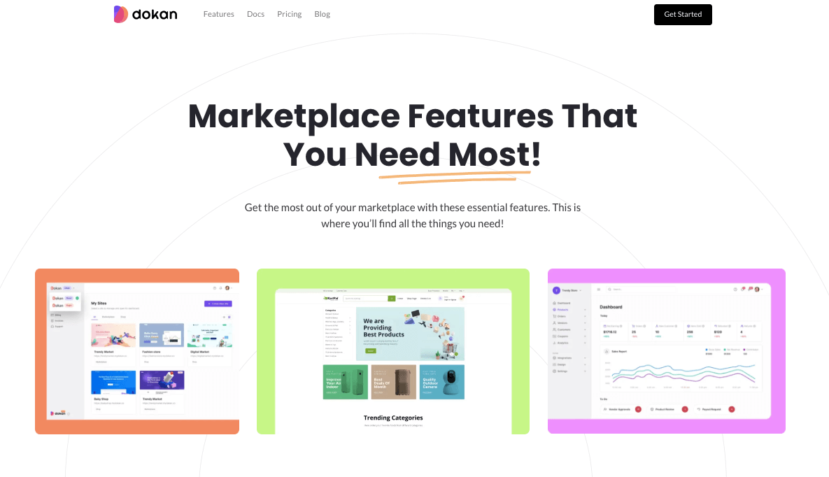 Key features of the Dokan Cloud marketplace solution 