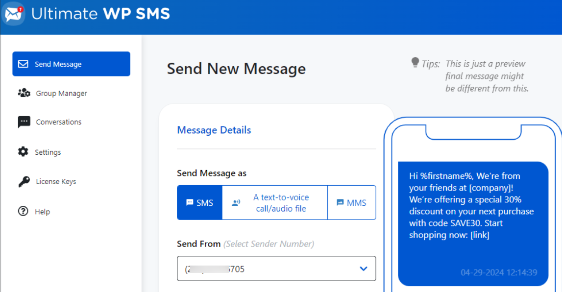 Send Your Messages Using UWP SMS