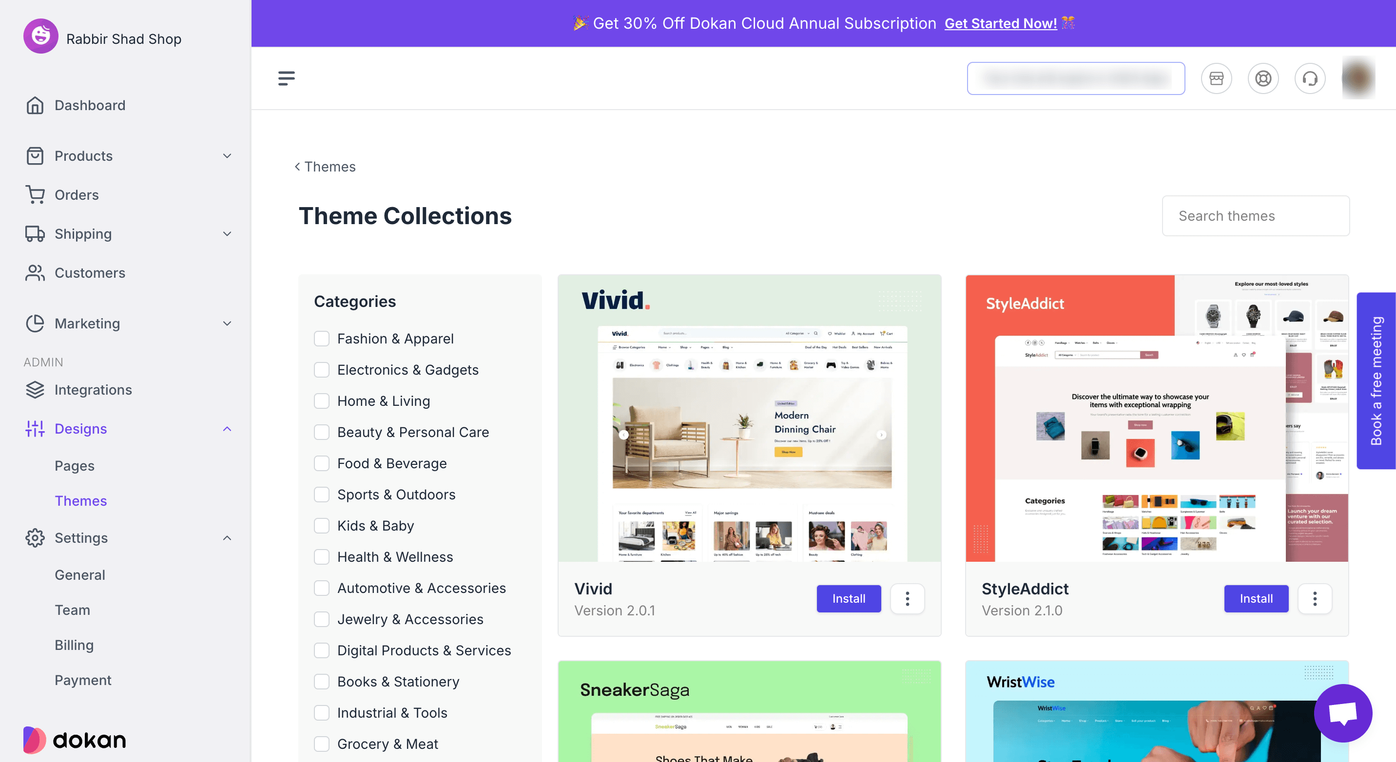 This is a screenshot of themes