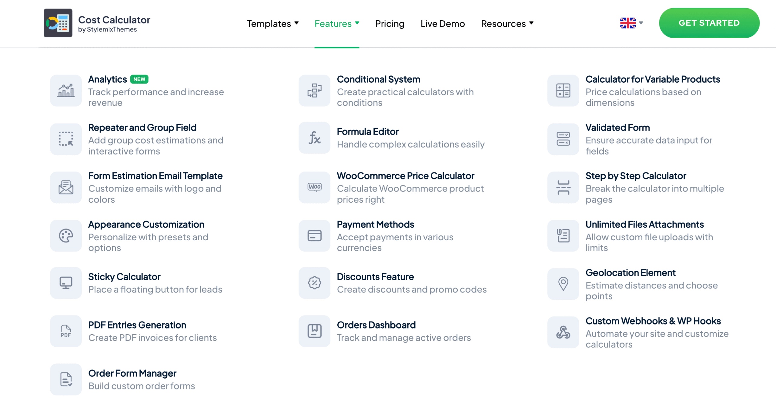 Key Features of the Cost Calculator Builder Plugin