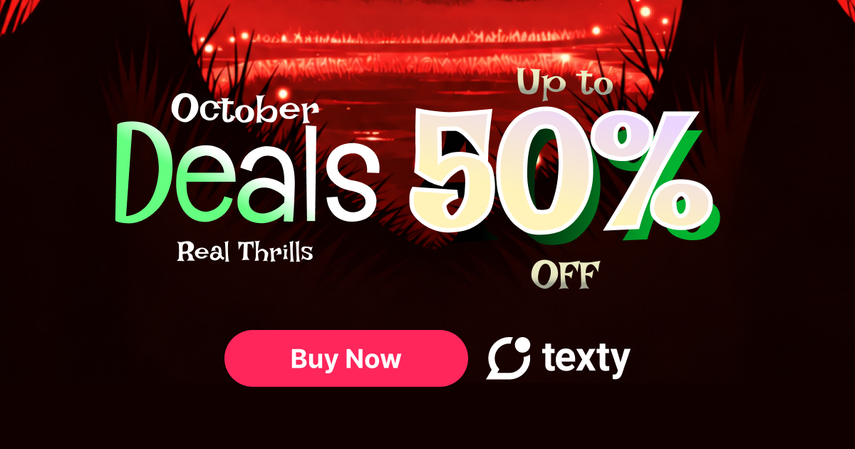 Texty Halloween deal banner 2026