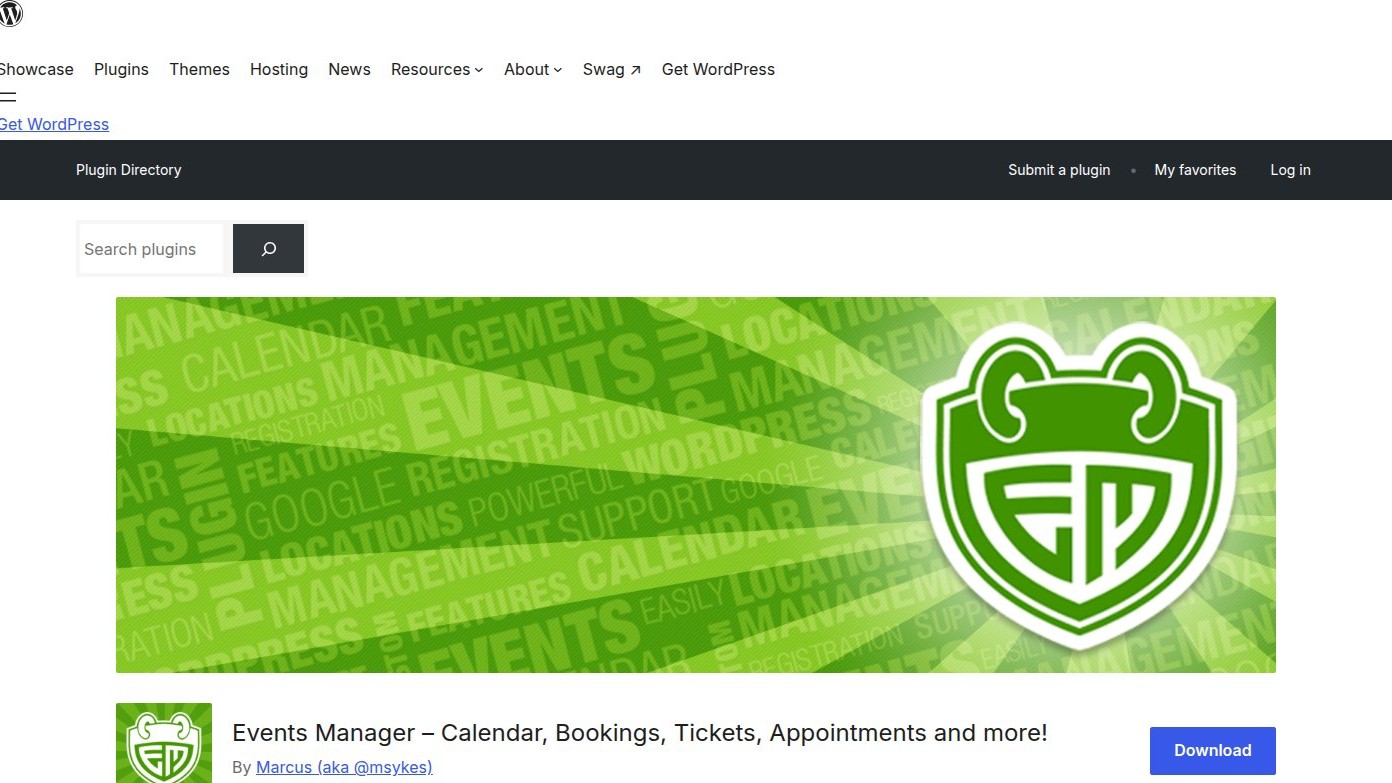 Events Manager homepage — WordPress event calendar and booking plugin
