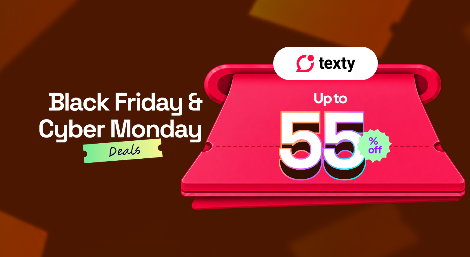Texty Black Friday and Cyber Monday 2026 deal banner