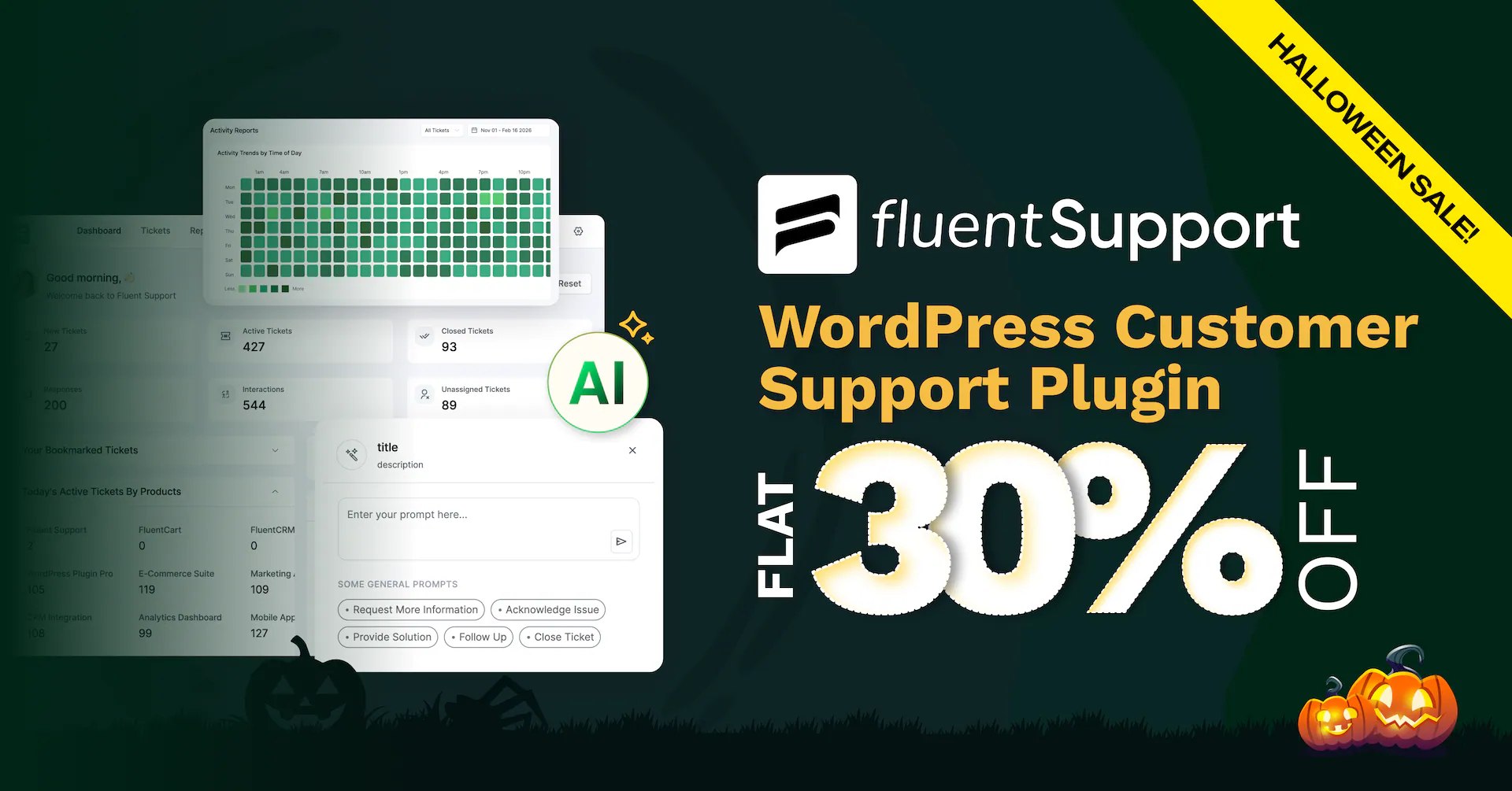 Fluent Support Halloween deal banner 2026