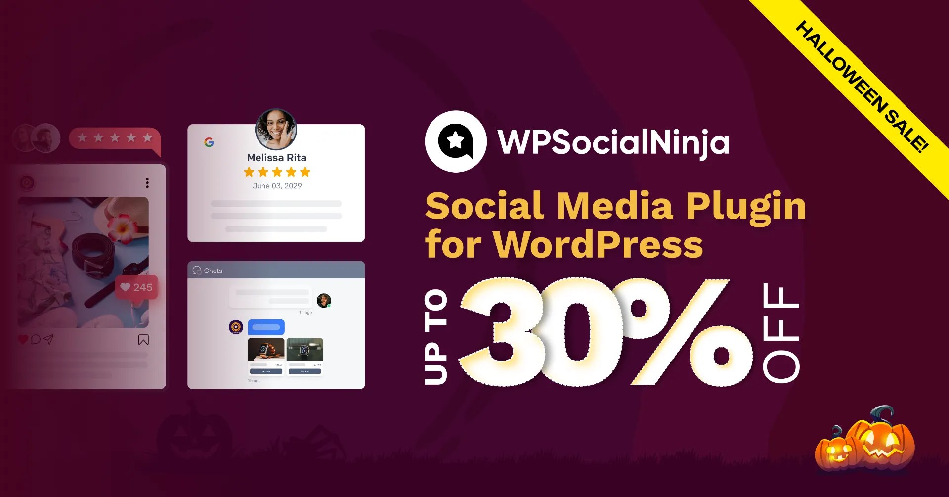 WP Social Ninja Halloween deal banner 2026