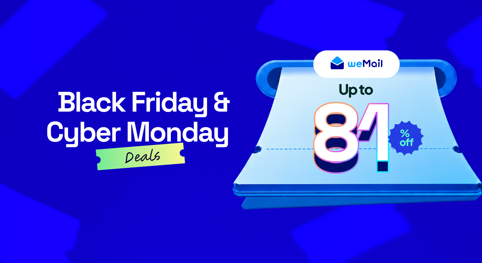 weMail Black Friday and Cyber Monday 2026 deal banner